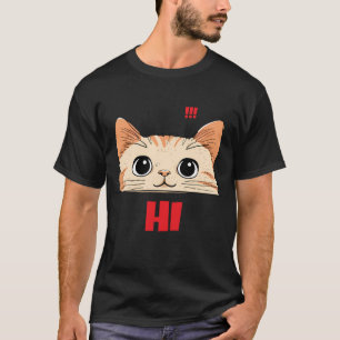 T-shirt à manches courtes visage de chat mignon   