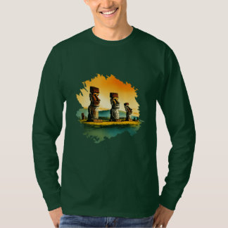 T-shirt à manches entières foncé vert pour homme