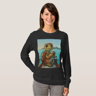 T-shirt à manches longues avec une tortue mignonne