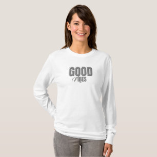 T-shirt à manches longues Good Vibes noir et gris