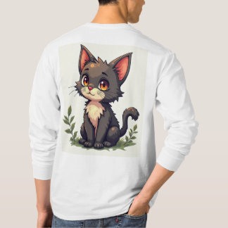 T-shirt à manches longues imprimé de chat