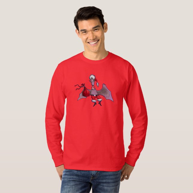 T-shirt à manches longues rouges pour hommes père  (Devant entier)