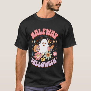 T-shirt À mi-chemin vers Halloween Rétro Fleurs 70s Groovy