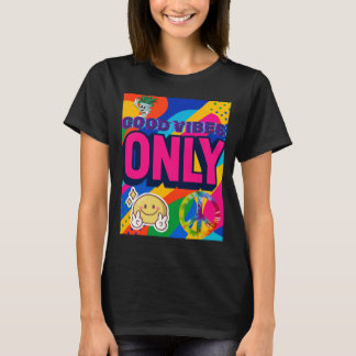 T-shirt à motif de visage souriant rétro coloré de