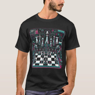 T-shirt à motif d'échecs néon brillant