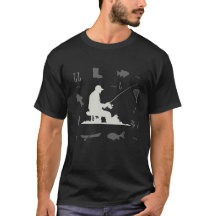 T-Shirt à motif d'icône de pêcheur silhouette vint