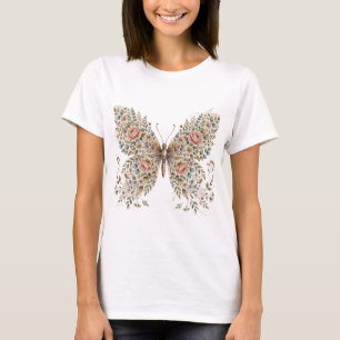 T-shirt à motif papillon fleur