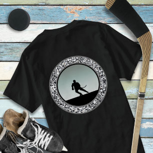 T-Shirt à motif rond noir et blanc Ice Hockey Pebb