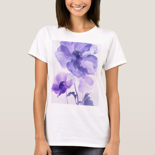 T-shirt à motifs floraux violets (Devant)