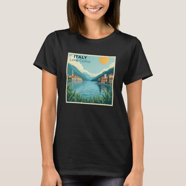 T-shirt A Nostalgic Classic Travel Poster – Italy Lake Com (Devant)