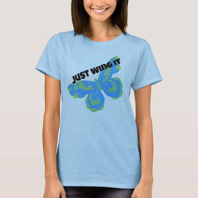 T-shirt à papillon bleu (Devant)