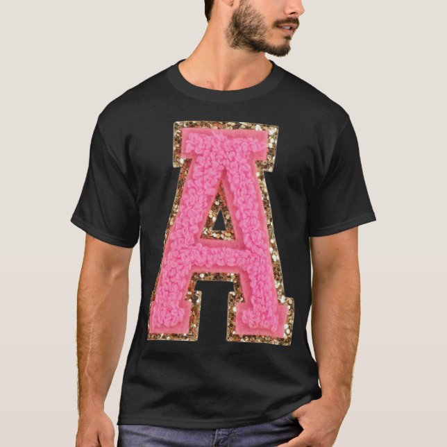 T-shirt A - Parties scintillant Bubblegum Varsity Lettre P (Devant)