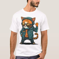 T-Shirt à personnage de chat vectoriel 