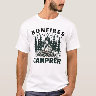 T-shirt A Serene Camping Scene with a Starry Night Bonfire