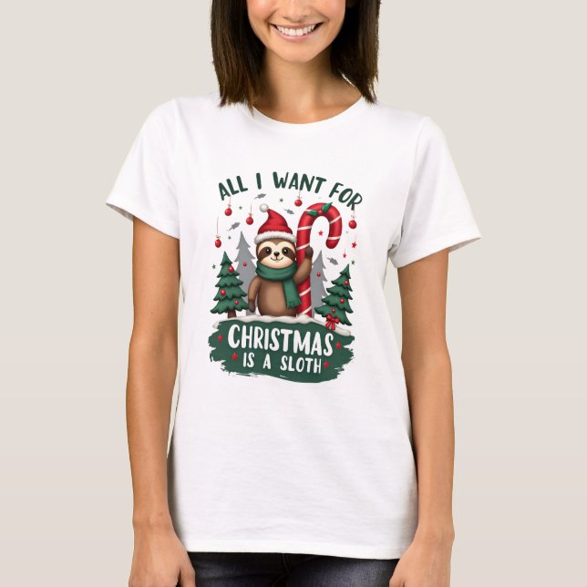 T-shirt A Sloth For Christmas. Cute, Christmas Sloth With  (Devant)