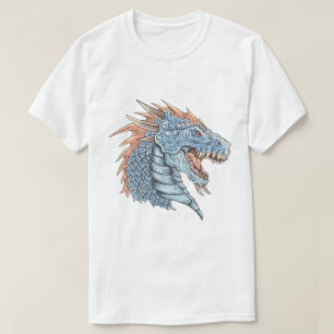 T-Shirt à tête de dragon bleu