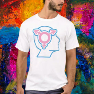T-shirt à tête de symbole de fierté trans