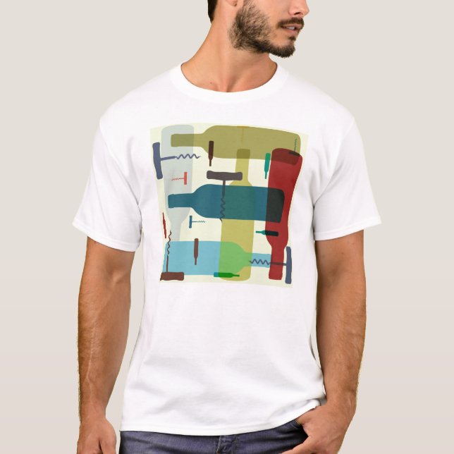 T-shirt à thème bouteille de vin (Devant)