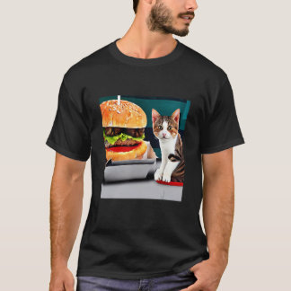 T-shirt A Two Paw Feast Adorable Kitten Cat Kitty Burger D
