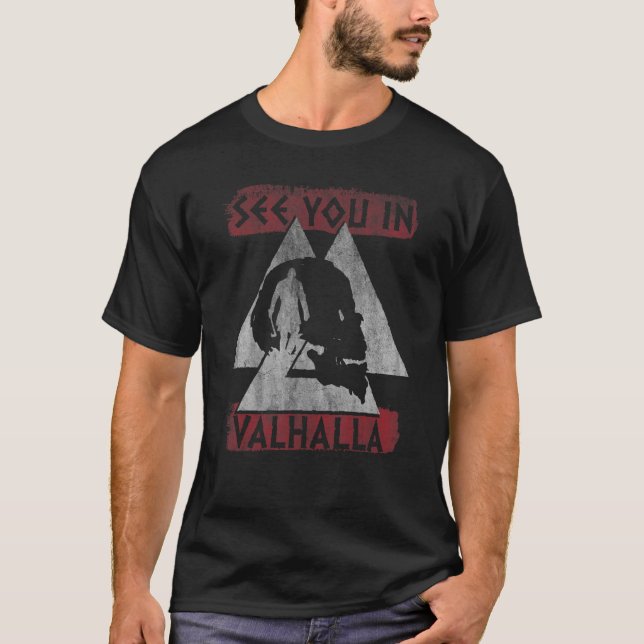 T-shirt À Valhalla Ragnar Valknut Vikings (Devant)