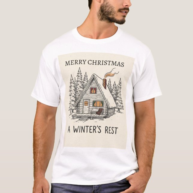 T-shirt A Winter’s Rest – Cabin in the Pines (Devant)