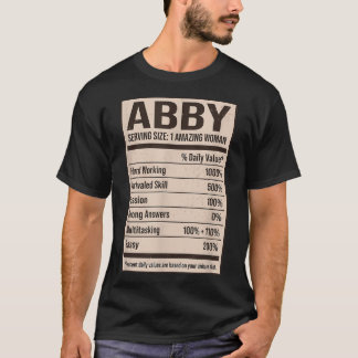 T-shirt Abby Nutrition Facts Nom Nicks Alias Title Fri