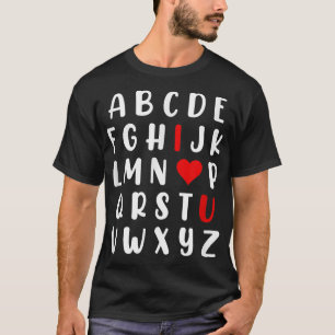 T-shirt ABC Alphabet I Love You English Enseignant Valenti