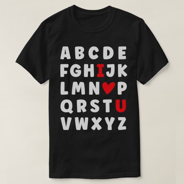 T-shirt ABC Alphabet I Love You English Enseignant Valenti (Design devant)