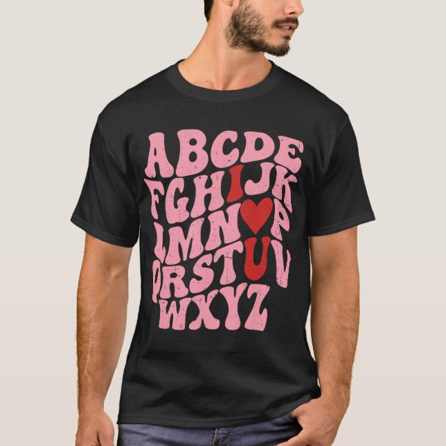 T-shirt ABC Alphabet I Love You English Enseignant Valenti (Devant)