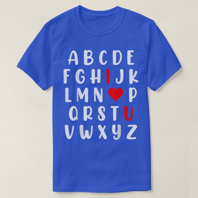 T-shirt Abc Alphabet I Love You English Enseignant Valenti (Design devant)