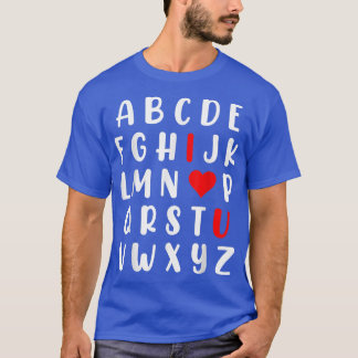 T-shirt Abc Alphabet I Love You English Enseignant Valenti