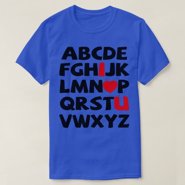 T-shirt Abc Alphabet Love Valentines Jour Cadeau Pour Girl (Design devant)