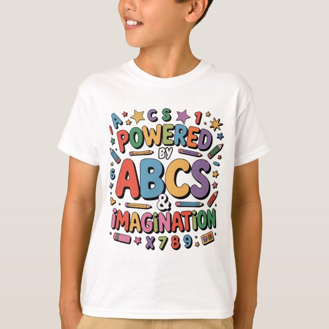 T-shirt ABC et Imagination - Amusement d'apprentissage col (Devant)