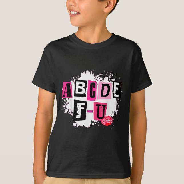 T-shirt Abcdefu Retro Funny Heart Valentine's Day  (Devant)