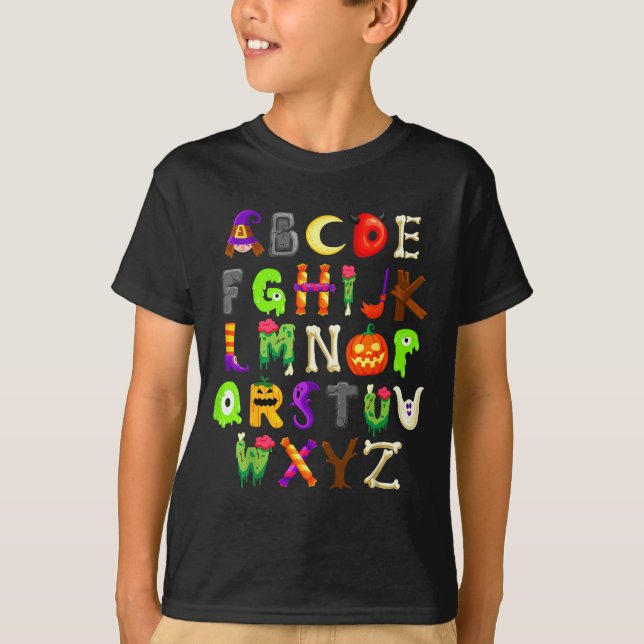 T-shirt Abcs Learning Kindergarten Teacher Funny Halloween (Devant)