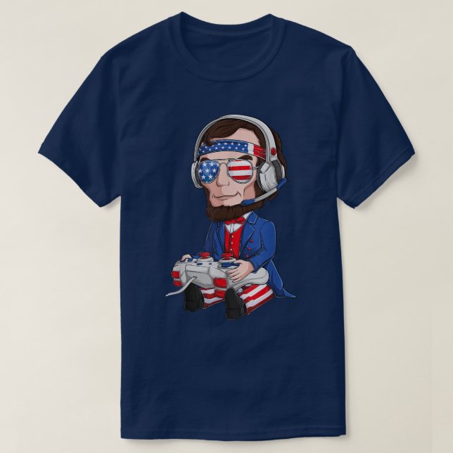 T-shirt Abe Abraham Lincoln Gamer 4 juillet États-Unis (Design devant)