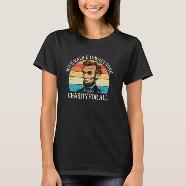 T-shirt Abe Lincoln Avec malice envers personne, avec char (Devant)