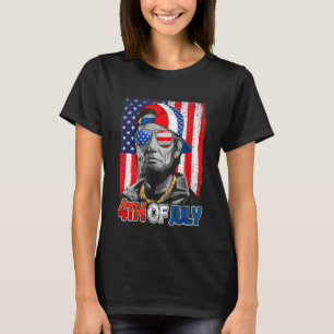 T-shirt Abe Lincoln Beard Lunettes de soleil Drapeau Améri
