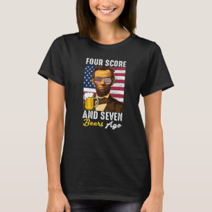 T-shirt Abe Lincoln Drôle 4 juillet Quatre Score Et 7 Bee