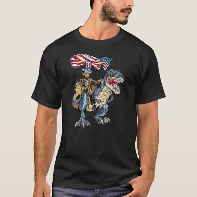 T-shirt Abe Lincoln Murica T Rex Funny 4 juillet USA (Devant)
