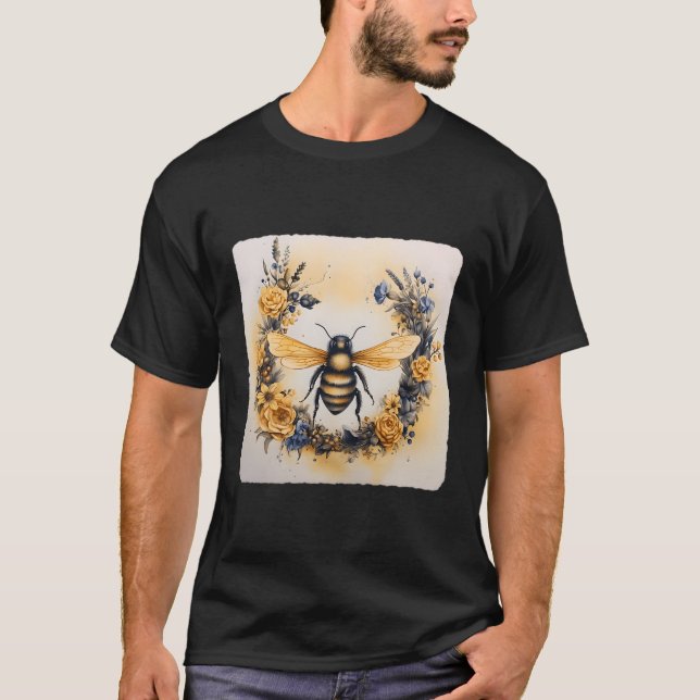 T-shirt Abeille Avec Une Couronne Florale Abeille Avec Une (Devant)