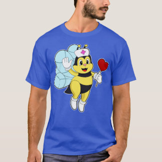 T-shirt Abeille comme infirmière avec coeur