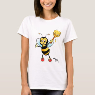 T-shirt Abeille de miel mignonne avec coeur et monogramme