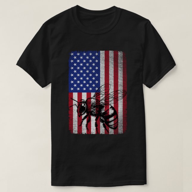 T-shirt Abeille patriotique États-Unis Drapeau apiculture  (Design devant)