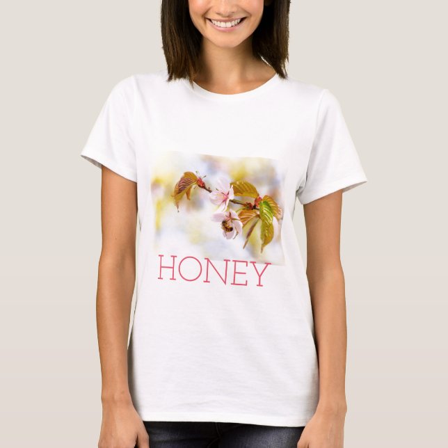 T-shirt Abeille Sur Une Fleur De Cerise (Devant)