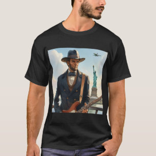 T-shirt Abraham Lincoln Jouer à basse électrique Stat Libe