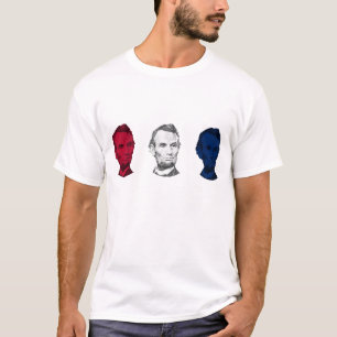 T-shirt Abraham Lincoln rouge, blanc, et bleu