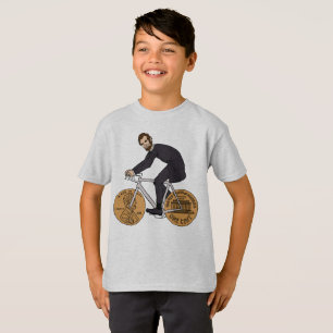 T-shirt Abraham Lincoln sur un vélo avec des roues de