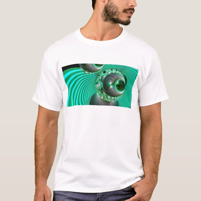 T-SHIRT ABRÉGÉ SUR VERT MANDELBOT BOULE (Devant)