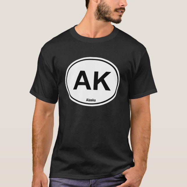 T-shirt Abréviation de Alaska State AK Oval Bumper Sticker (Devant)